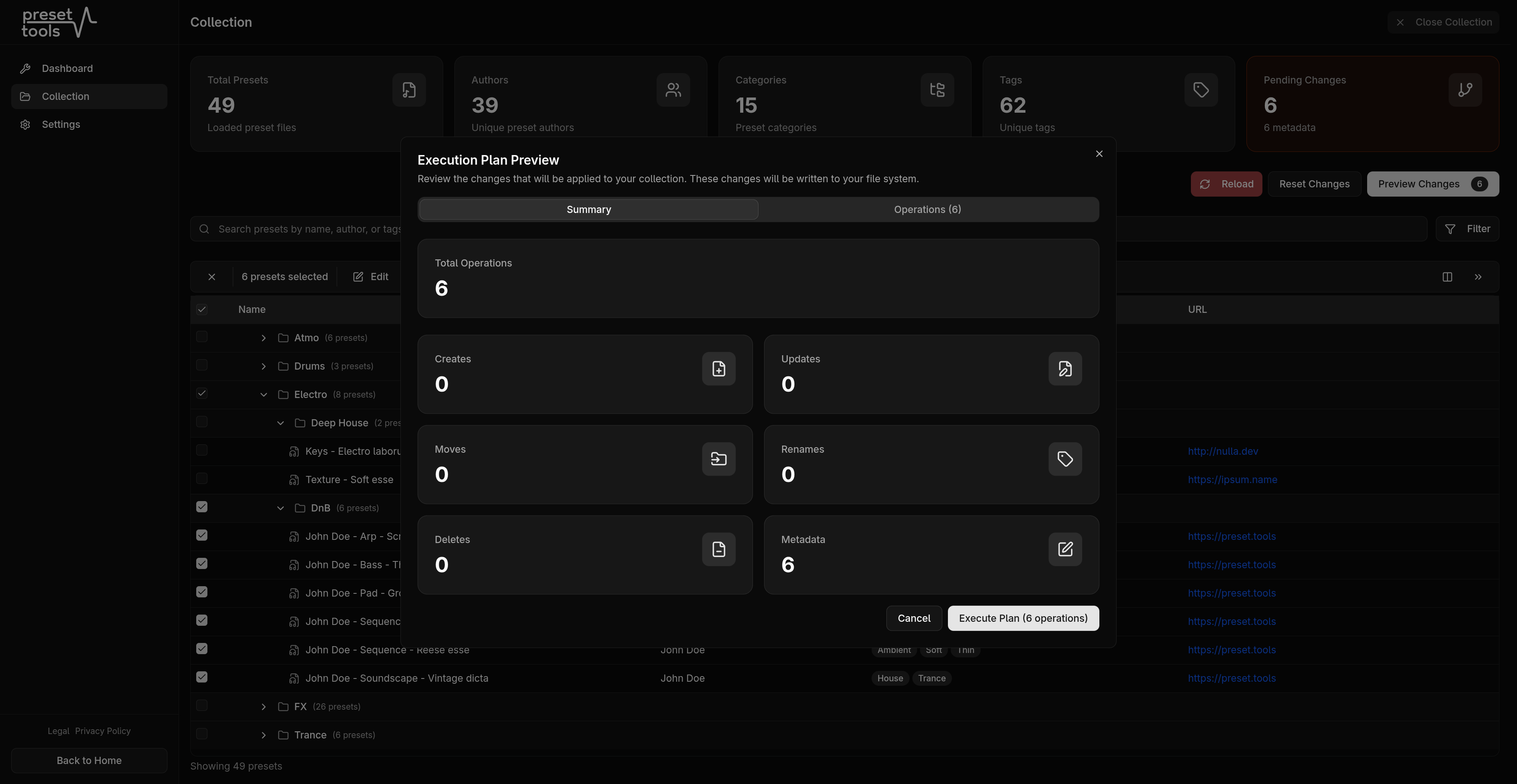 Serum 2 preset organizer showing folder structure